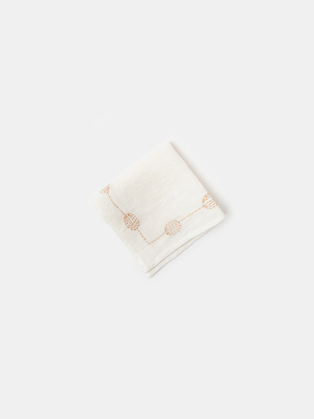 Totem Cocktail Napkin in Hand-embroidered Soft White Linen