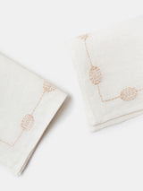 Totem Cocktail Napkin in Hand-embroidered Soft White Linen