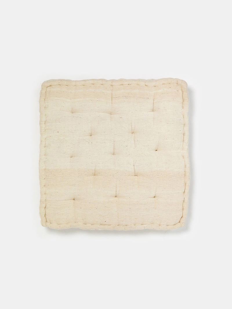 Khadi Cotton Hand Tufted Floor Cushion in Natural