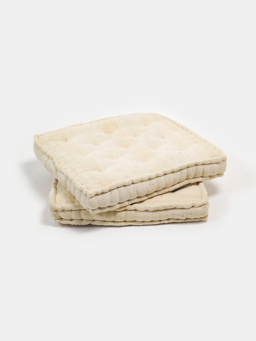 Khadi Cotton Hand Tufted Floor Cushion in Natural