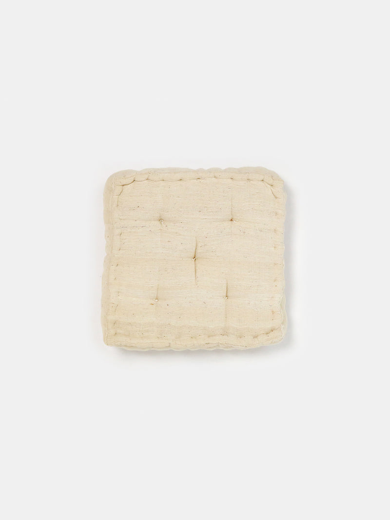 Khadi Cotton Hand Tufted Seat Cushion in Natural