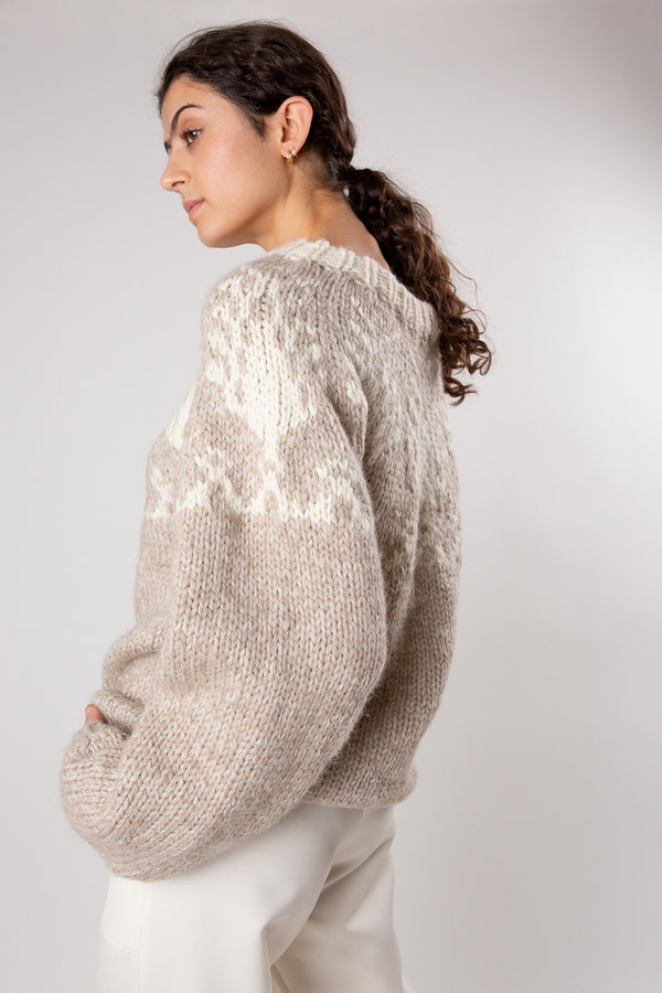 Alpaca and Wool Cypress Pullover in Fawn/Cream