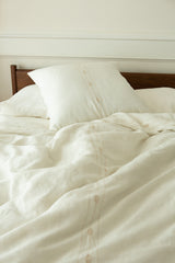 Totem Hand-embroidered Duvet Cover in Soft White Linen