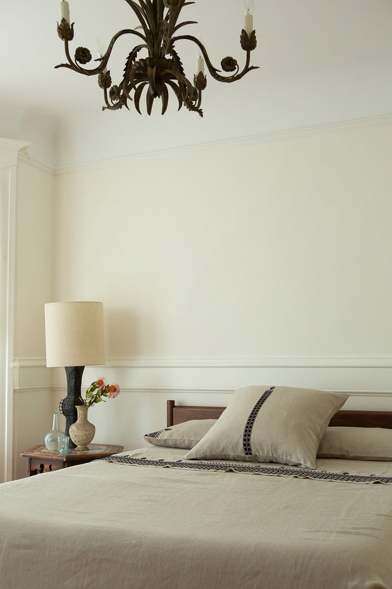 Cypress Euro Sham in Embroidered Natural Linen