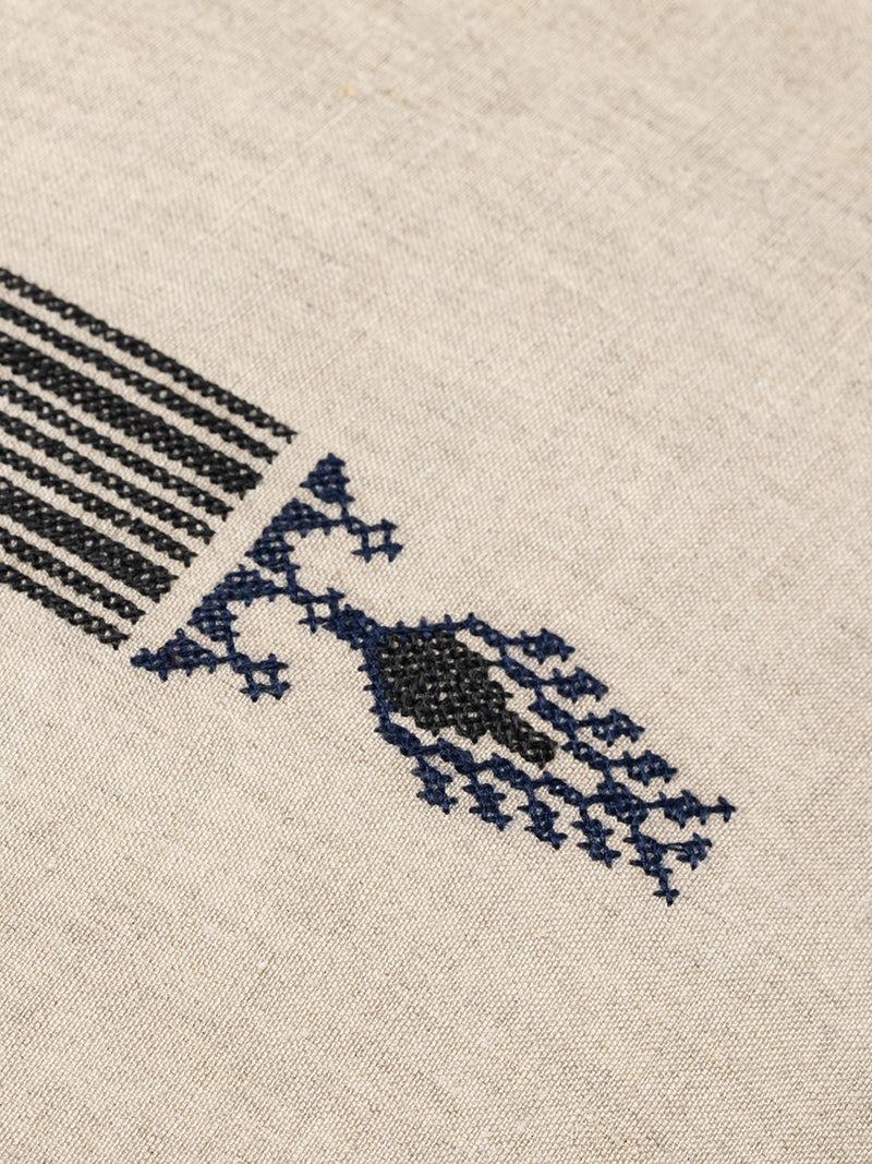 Cypress Euro Sham in Embroidered Natural Linen