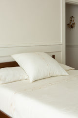 Totem Euro Sham in Hand-embroidered Soft White Linen