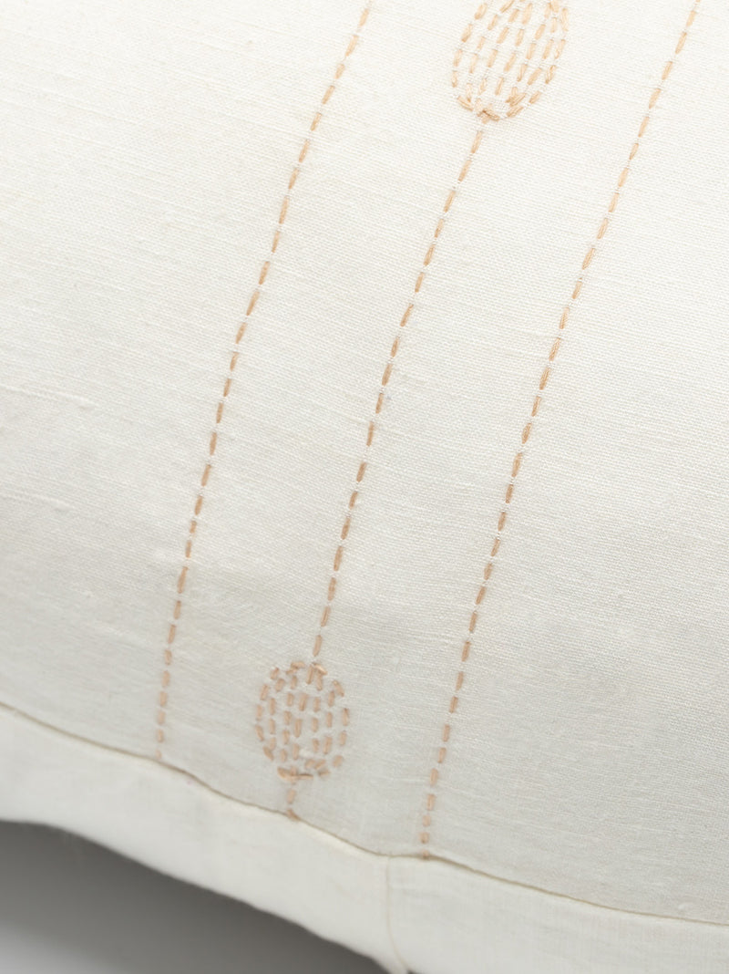 Totem Euro Sham in Hand-embroidered Soft White Linen