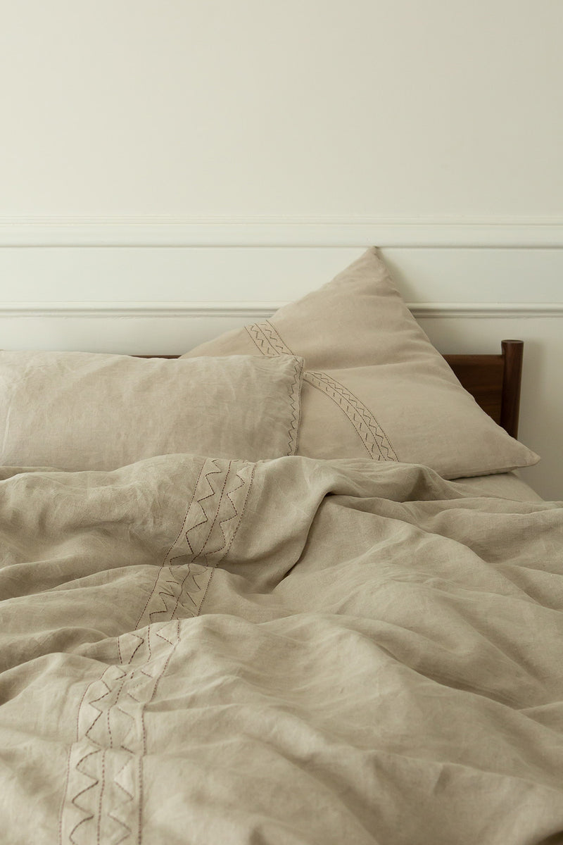 Linen Hand Embroidered Euro Sham in Mountain