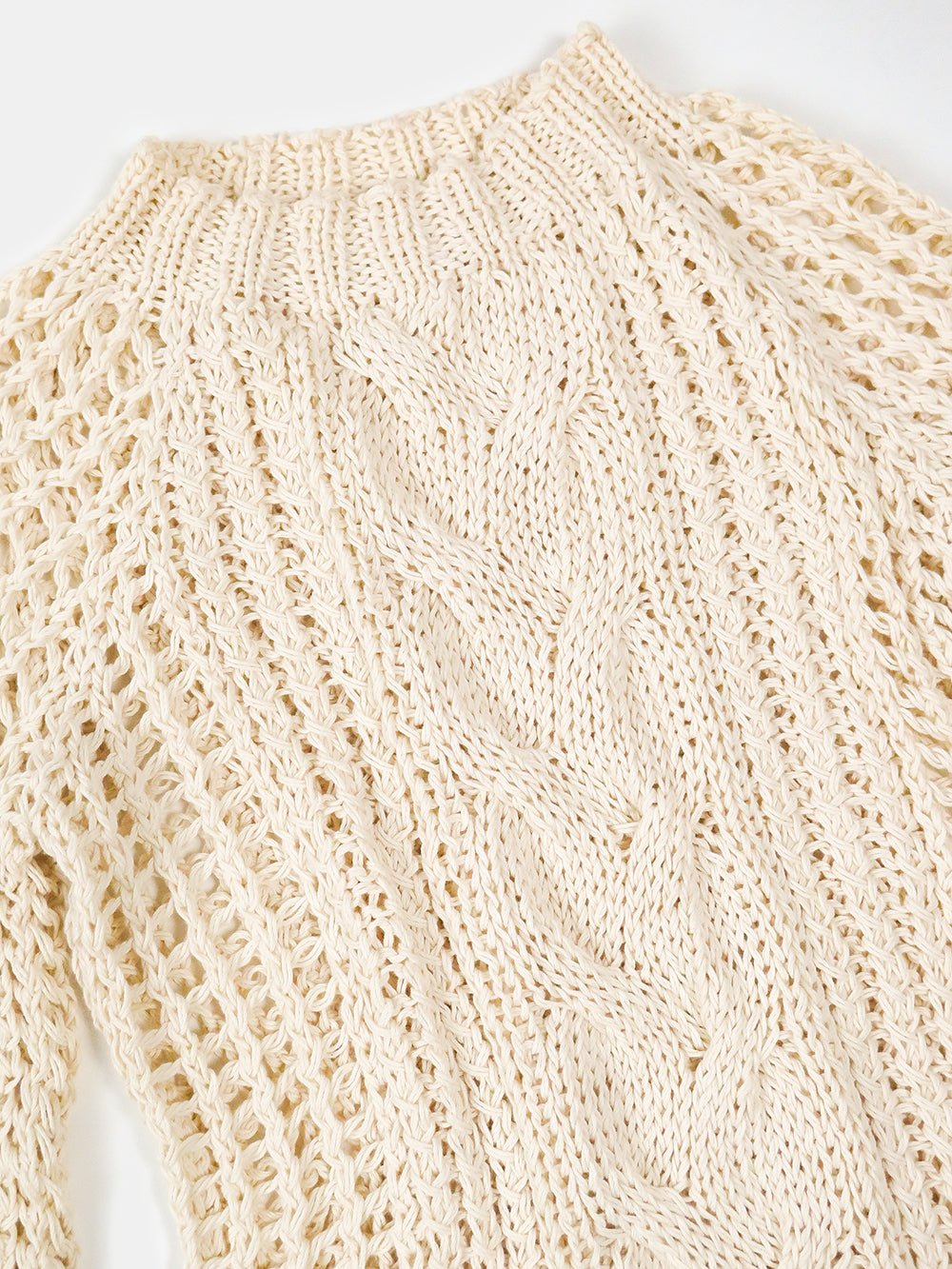 Alpaca Cable Knit Fisherman Sweater in Winter White