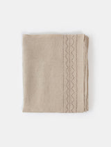 Mountain Flat Top Sheet in Hand-embroidered Natural Linen