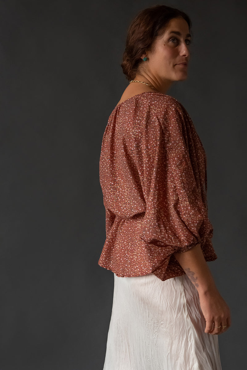 Florian Cotton Blouse In Mahogany Pioggia