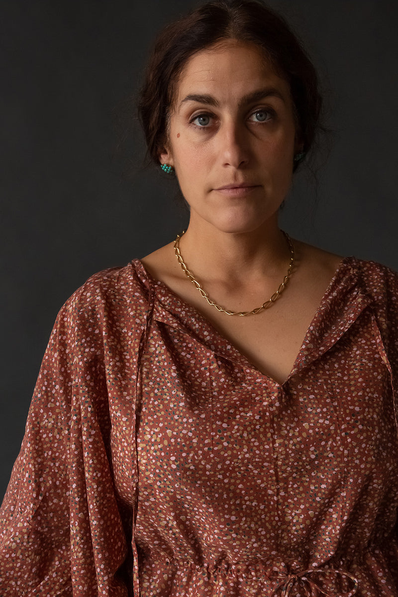 Florian Cotton Blouse In Mahogany Pioggia