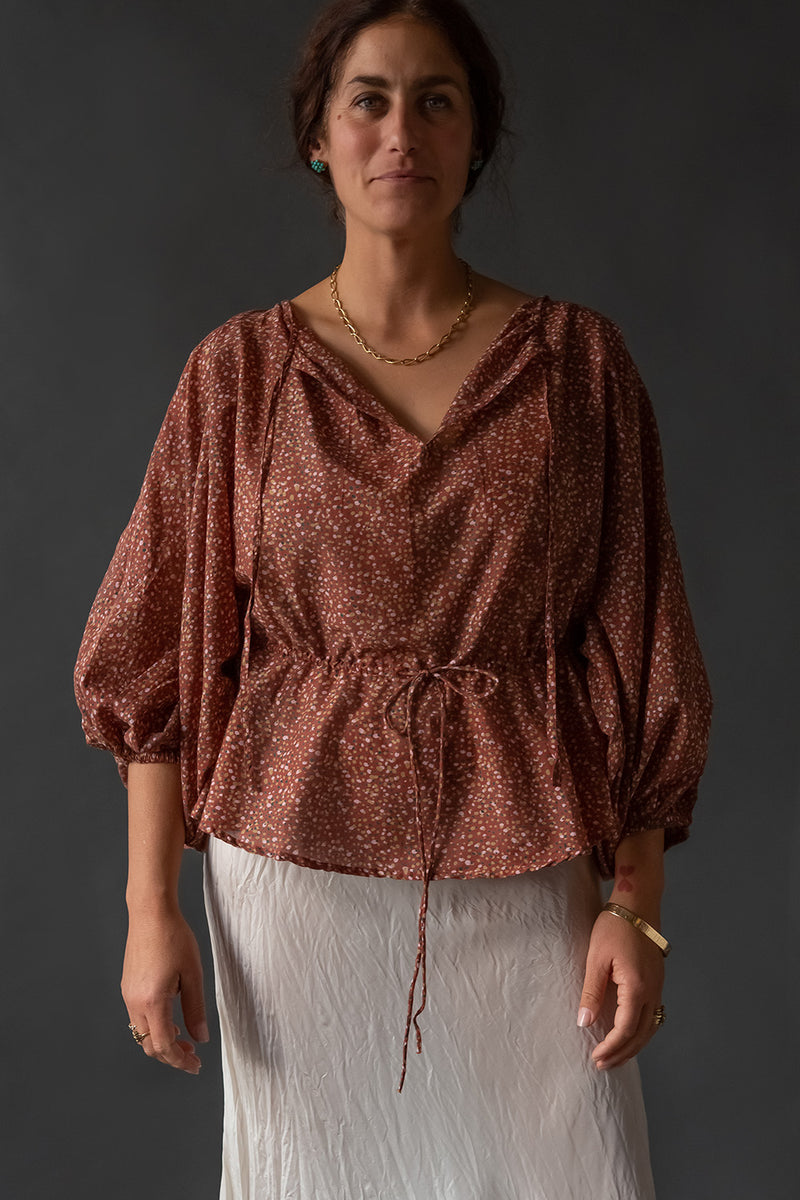 Florian Cotton Blouse In Mahogany Pioggia