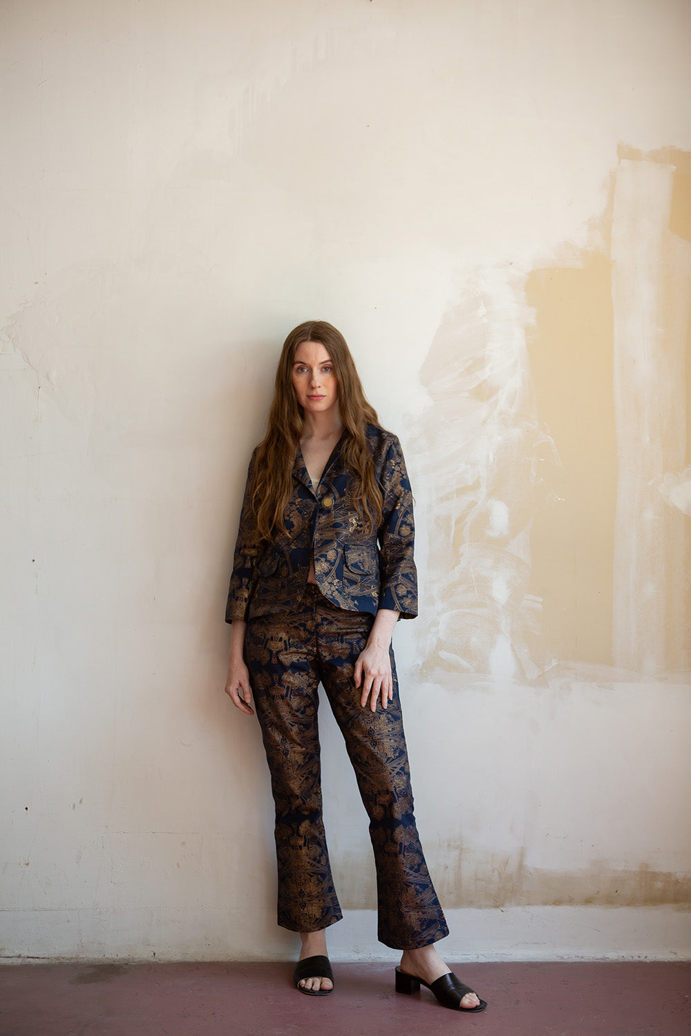Flynn Cotton Jacket in Navy/Gold Botanicus