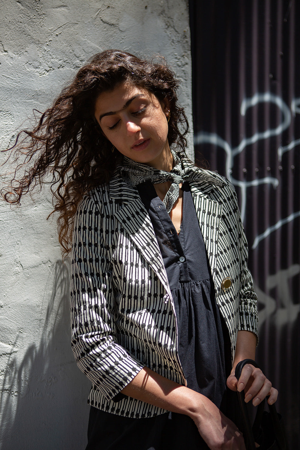 Flynn Cotton Jacket in Natural And Black Jacobsen