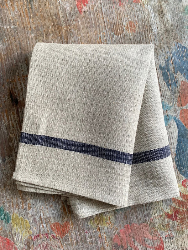 Fog Linen Kitchen Cloth in Natural/Navy