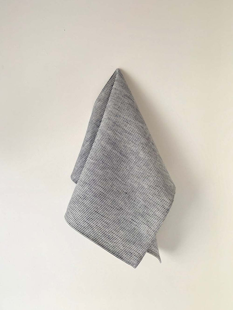 Fog Linen Kitchen Cloth in White Seersucker