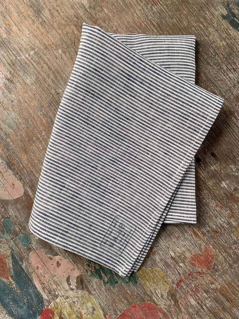Fog Linen Kitchen Cloth in White Seersucker