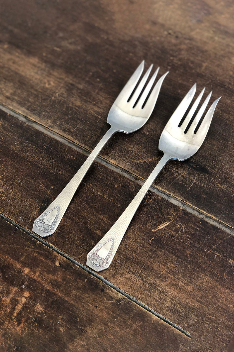 Antique Silver Serving Fork Set