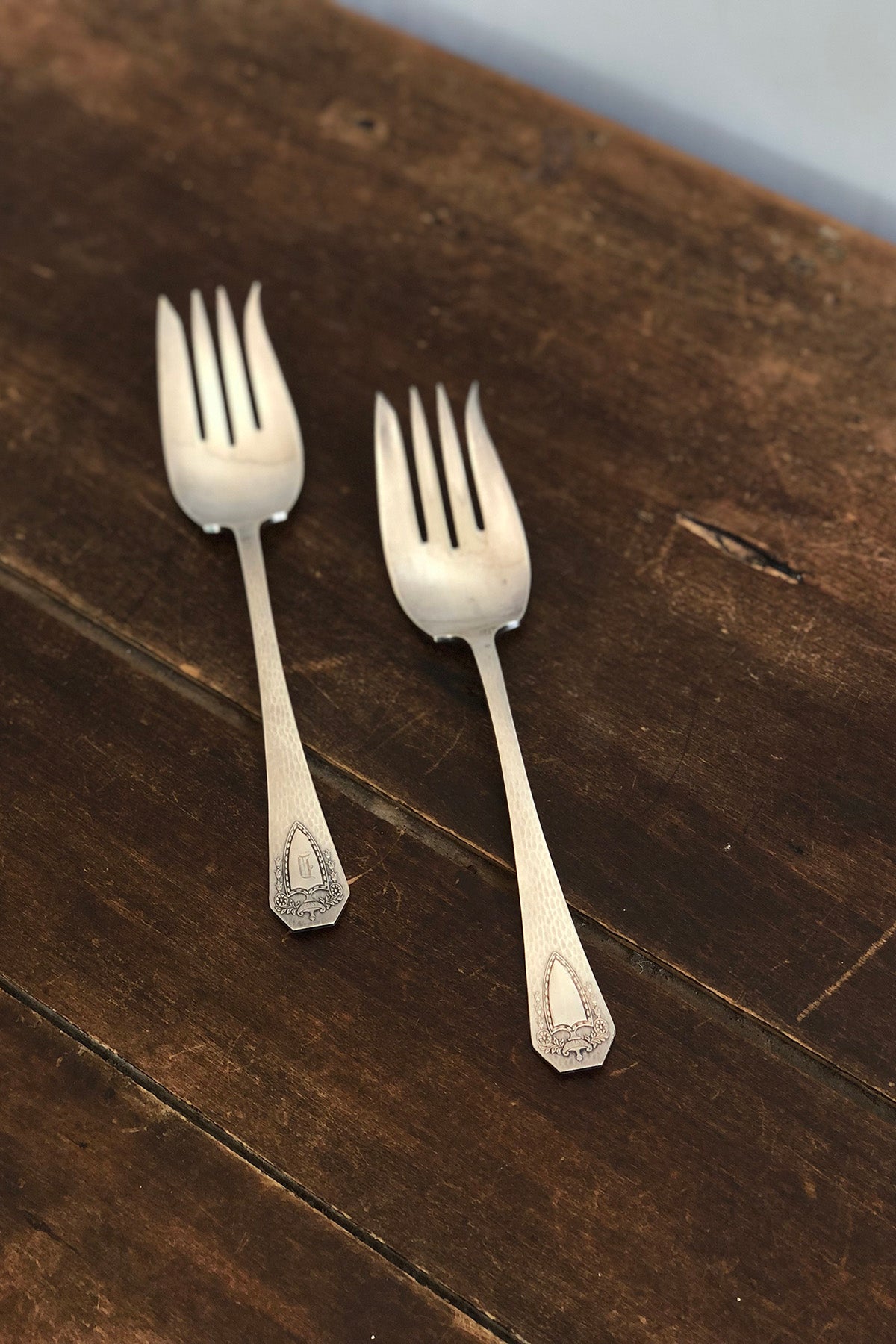 Antique Silver Serving Fork Set