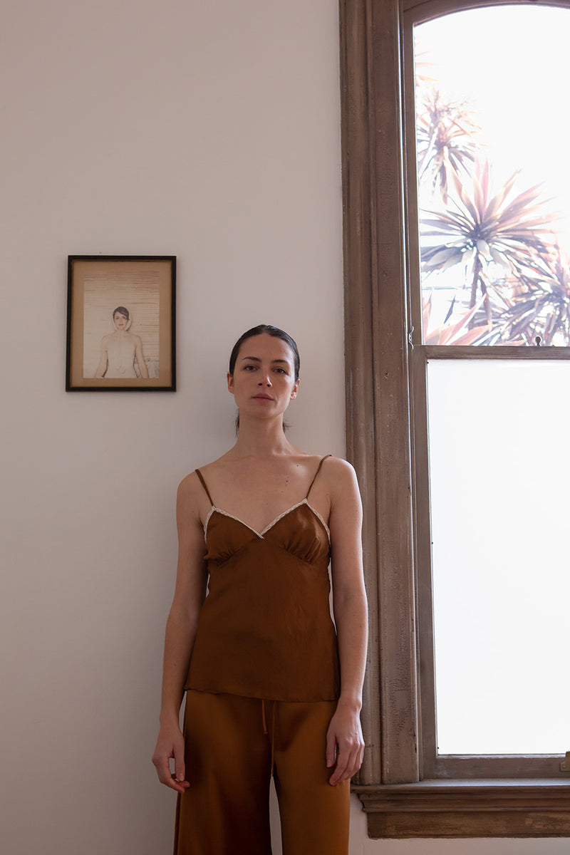 Gilda Silk Camisole in Sienna