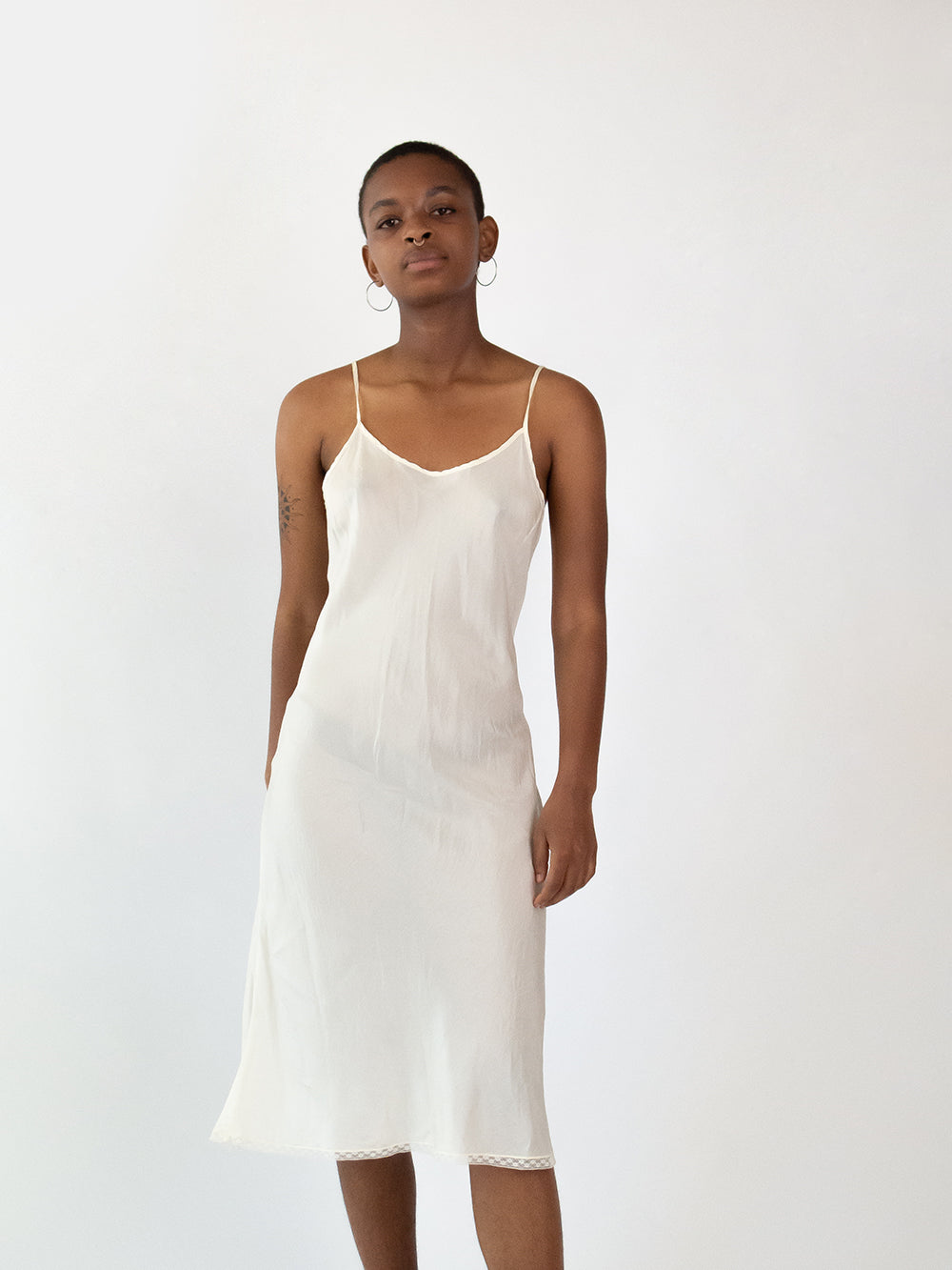 Greta Silk Slip Dress in Ivory