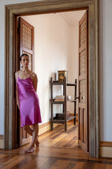 Greta Silk Charmeuse Slip Dress In Lilac
