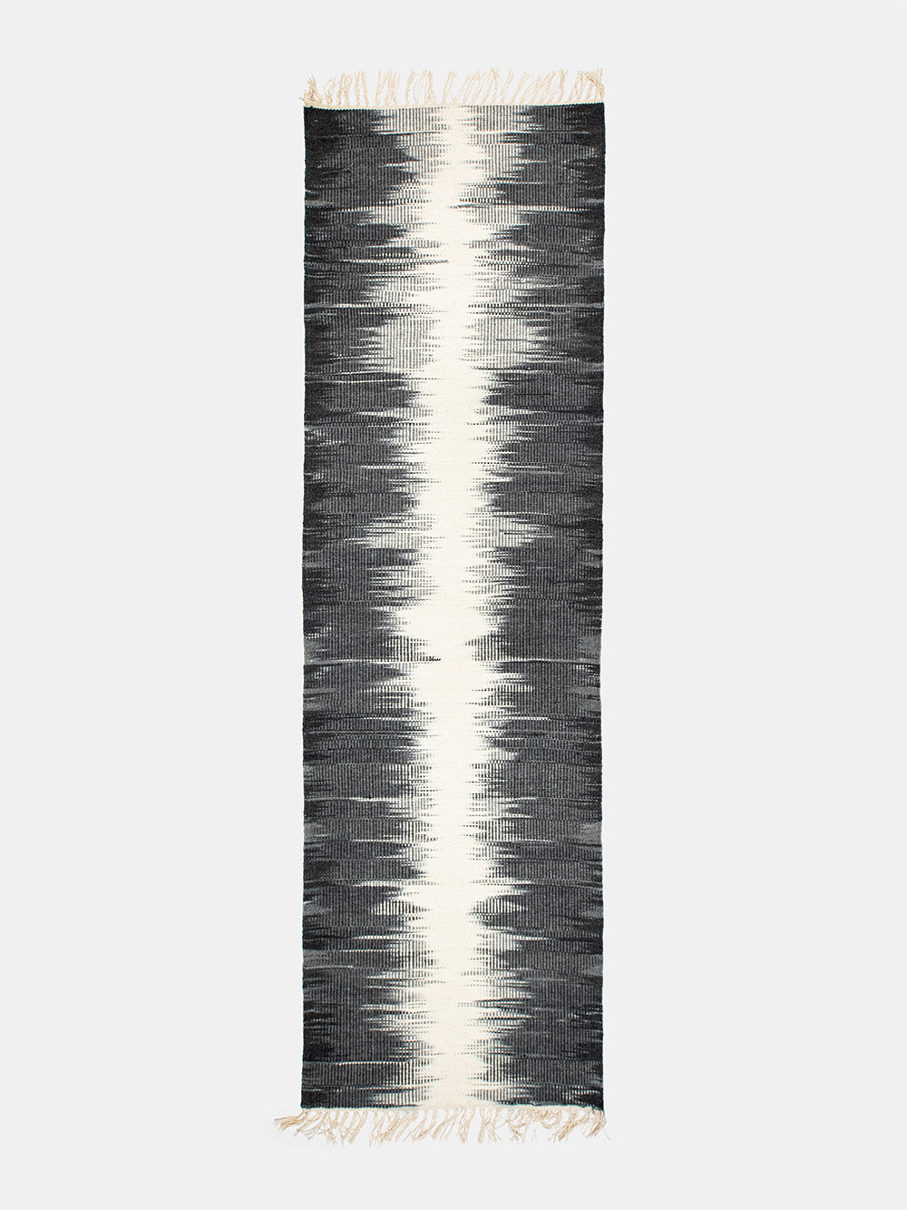 Wool Ikat Runner in Charcoal