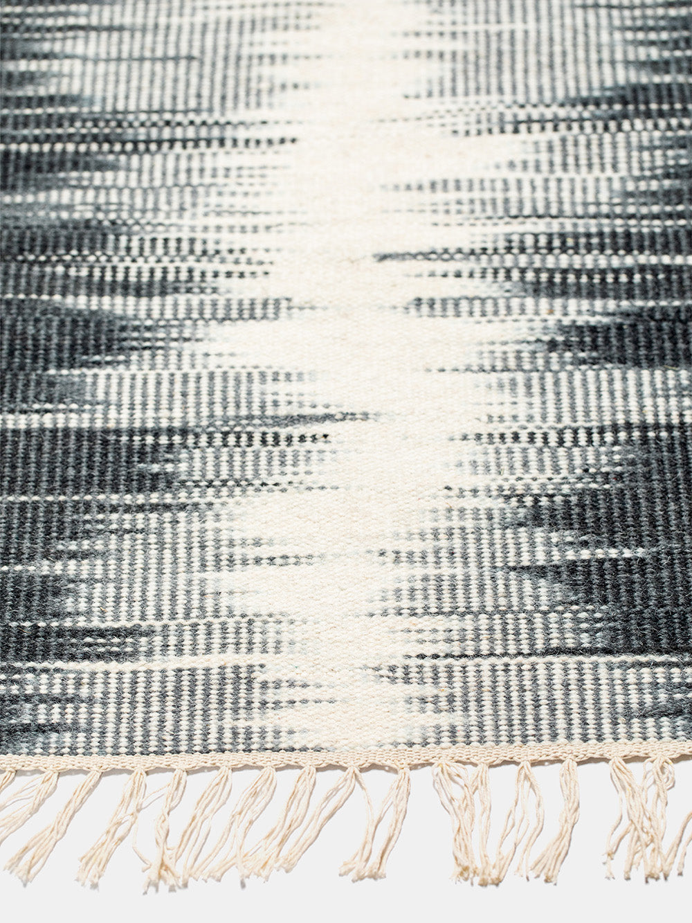 Wool Ikat Runner in Charcoal