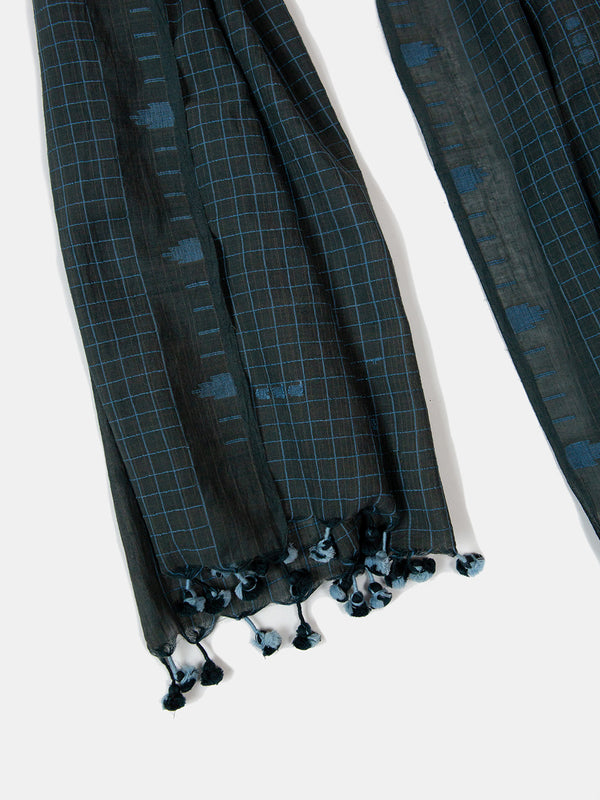Jamdani Khadi Shawl In Teal