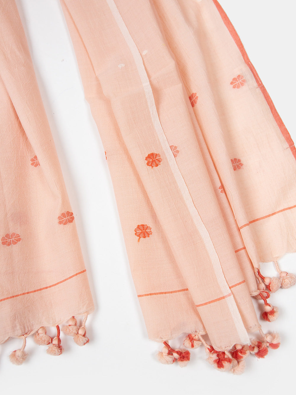 Jamdani Khadi Shawl In Blush - Main Image