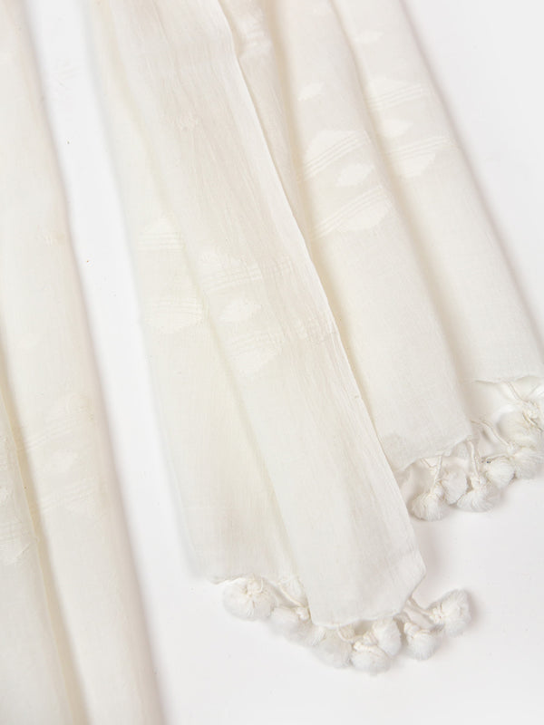 Jamdani Khadi Shawl In Ivory