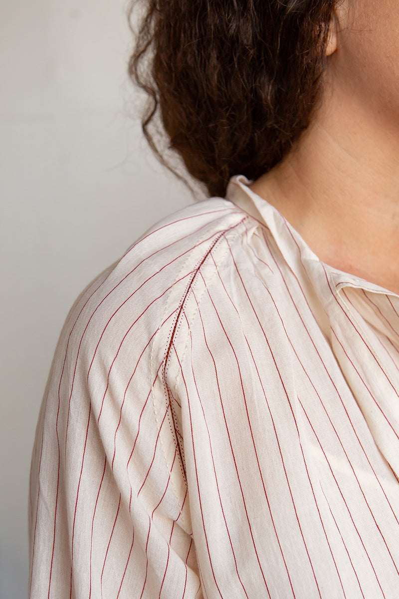Juju Blouse in Pinstripe Khadi Cotton
