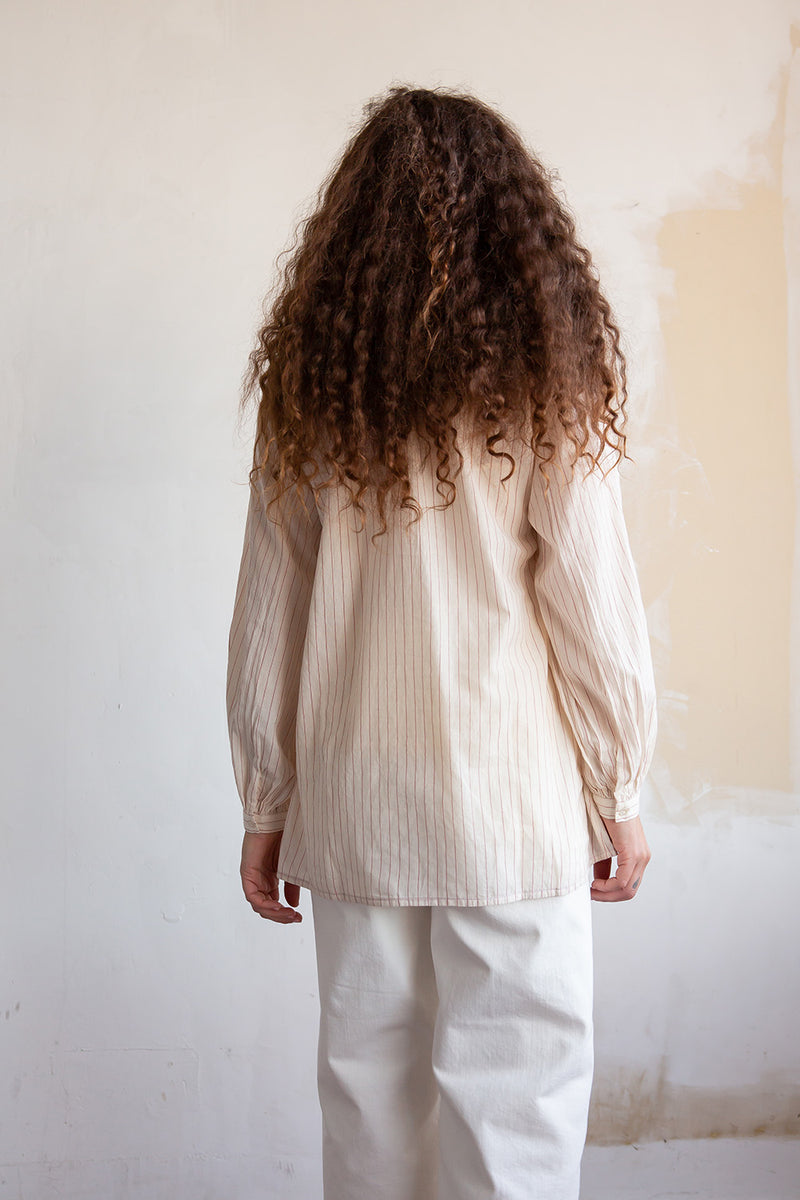 Juju Blouse in Pinstripe Khadi Cotton