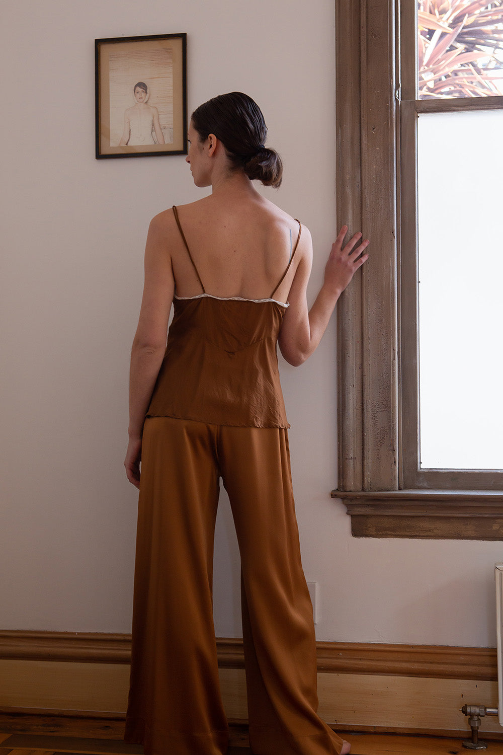 Jules Silk Charmeuse Pant in Sienna