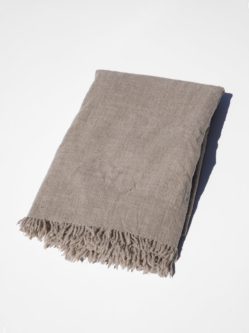 Khadi Wool Hand Woven Blanket in Bark