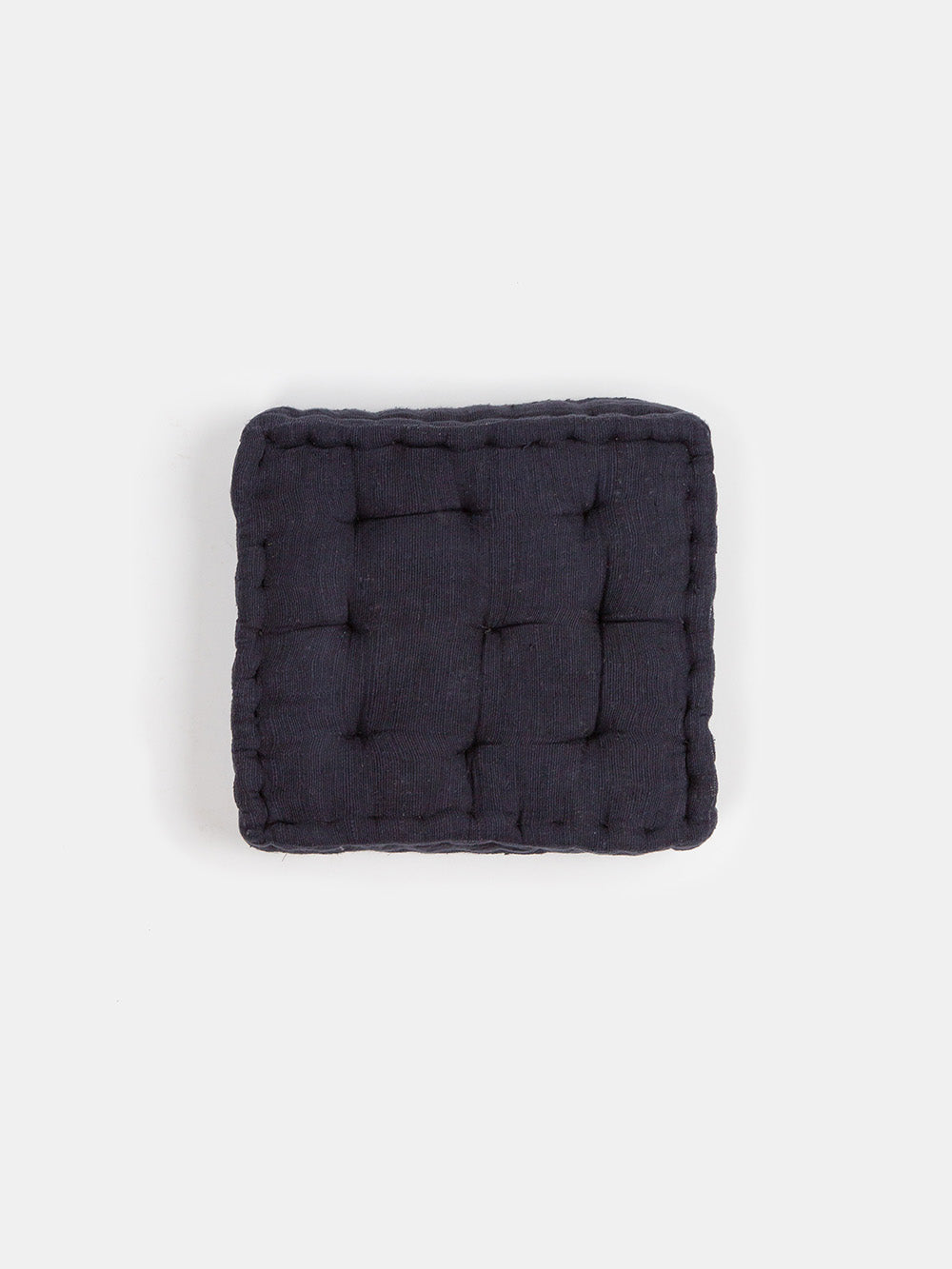 Khadi Cotton Hand Tufted Seat Cushion in Ink