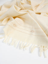Khadi Wool Hand Embroidered Shawl in Soft White