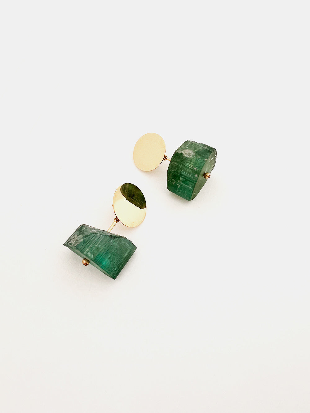 Kathleen Whitaker Aquamarine and 14k Sequin Stud