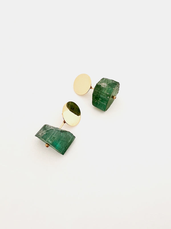 Kathleen Whitaker Aquamarine and 14k Sequin Stud