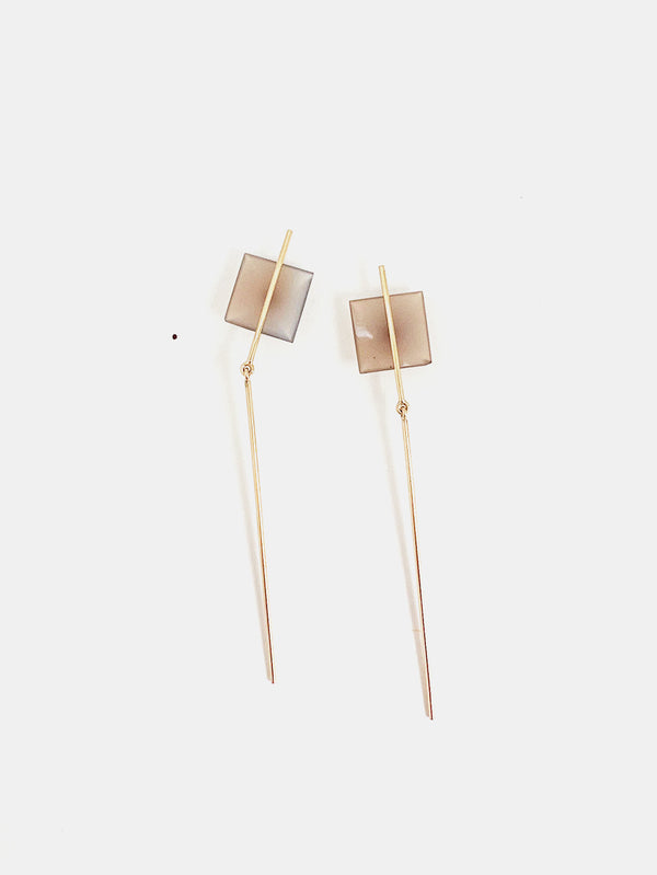 Kathleen Whitaker Vintage Chalcedony and 14K Stick and Strand Earrings