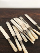 Set of 12 Antique Silver and Mother of Pearl Knives