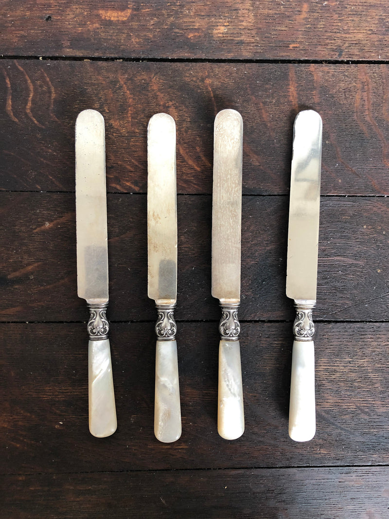 Set of 4 Silver and Mother of Pearl Knives