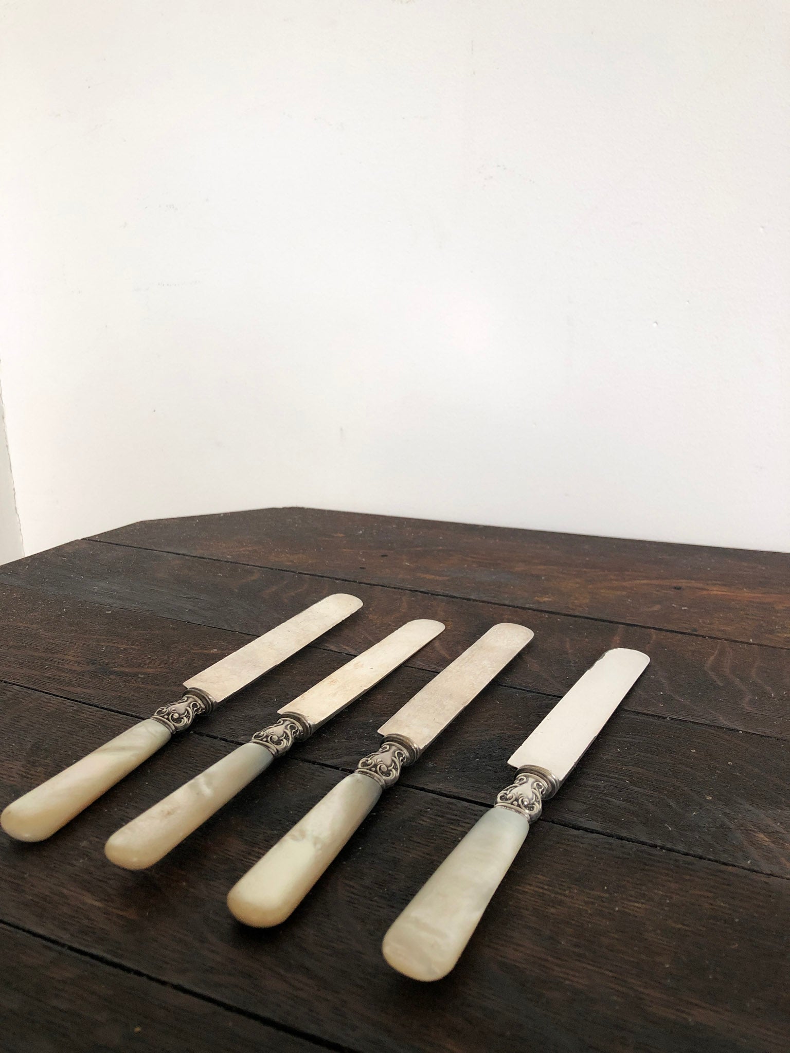 Set of 4 Silver and Mother of Pearl Knives