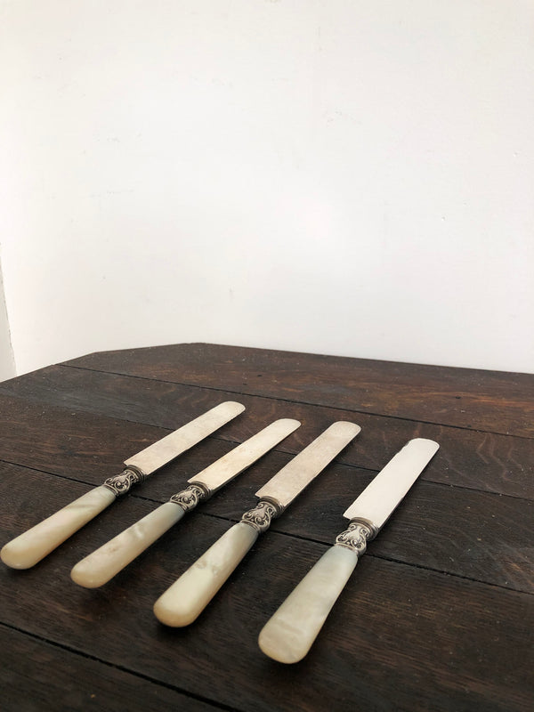 Set of 4 Silver and Mother of Pearl Knives