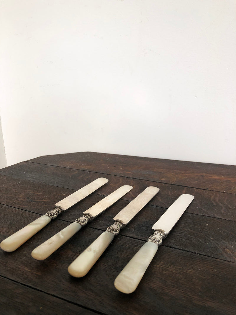 Set of 4 Silver and Mother of Pearl Knives