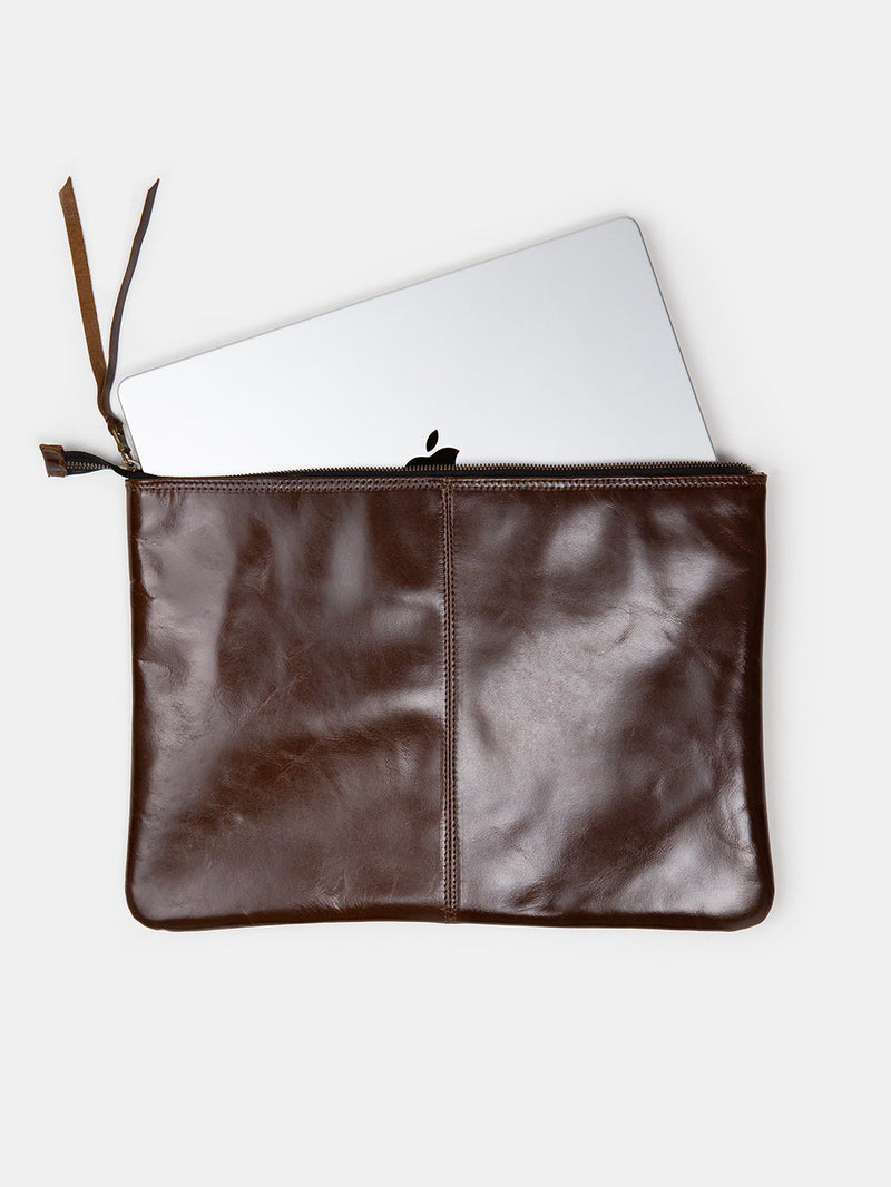 Esben Leather Laptop Folio in Dark Basalt