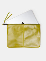 Esben Leather Laptop Folio in Lichen