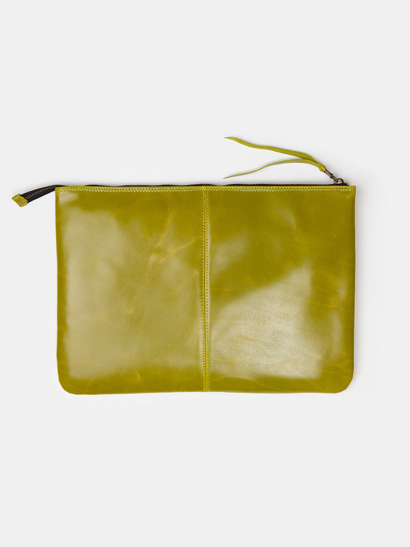 Esben Leather Laptop Folio in Lichen