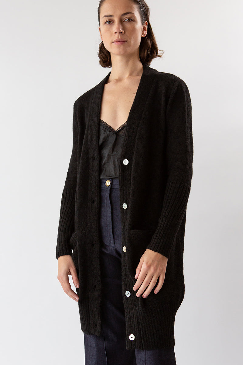 Lewisia Baby Alpaca and Silk Cardigan In Black
